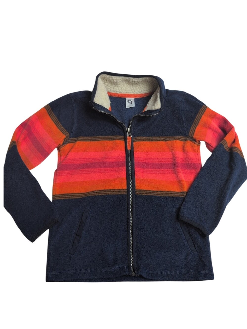 🍁2/$7🍁 CARTER'S Navy And Orange Fleece Full Zip Sweater